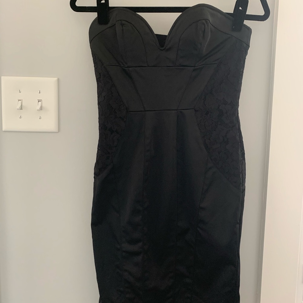 Bebe classic black satin dress-sz s